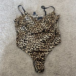 Forever 21 Leopard Print Bodysuit - Black, Tan, Cream